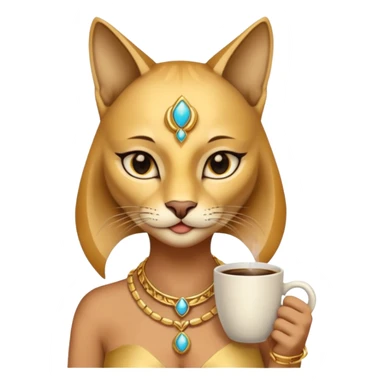 Bastet god drink coffee sticker