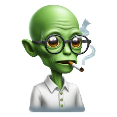 Alien with nerd glasses smoking sticker