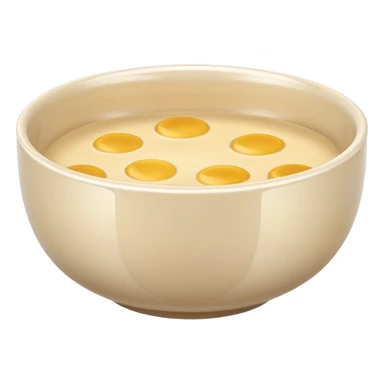 “Simple bowl emoji 🥣 in clean 3D style, smooth rounded bowl shape, light neutral bowl color, glossy plastic texture, shiny reflective surface, soft studio lighting, subtle highlights, minimal cereal/porridge inside with smooth surface, cute emoji proportions, ultra-polished 3D look,  sticker