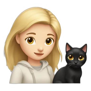 girl and boy with their black cat sticker