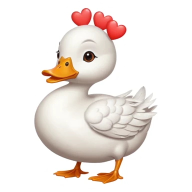 Duck with hearts on her head sticker