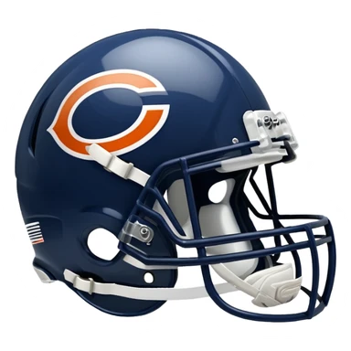 Navy blue football helmet with Chicago Bears logo sticker