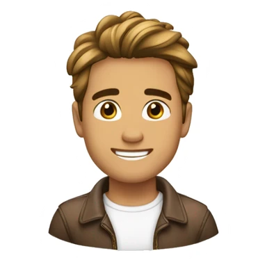 Chico con cabello marrón claro, blanco sticker