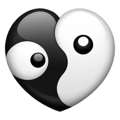 Heart-shaped Yin yang black and white sticker