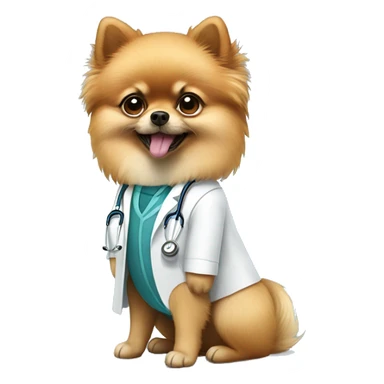 Pomeranian with doctor outfit sticker