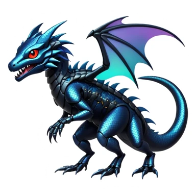 Modern Futuristic Scaly Iridescent Cyber-Salandit-Litten-Hybrid (Full body) sticker