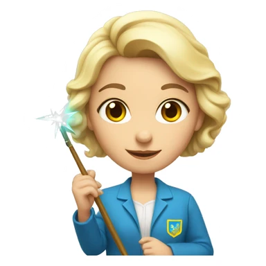 A Ukrainian female teacher holds a magic wand in her hand sticker