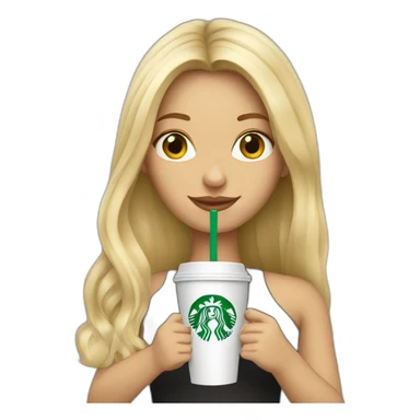 blond long hair girl drinking starbucks sticker
