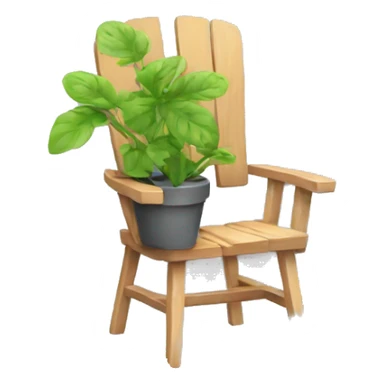 a garden chair with a plant in pot next to it sticker