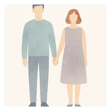 a couple holding hands and standing straight, soft watercolor style sticker
