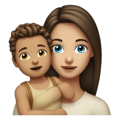 Brunette woman with blue eyes holding Brown hair toddler boy with blue eyes sticker