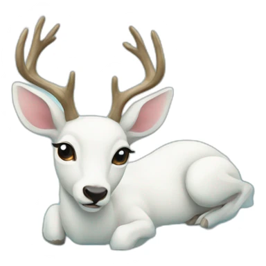 White deer lay in the water sticker