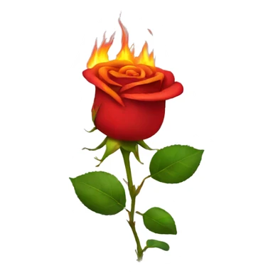 red rose on fire sticker