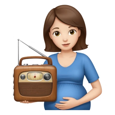 Pregnant woman holding opregnsnt radio sticker
