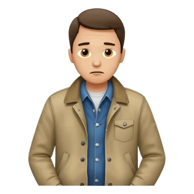 Un hombrecito con expresión triste revisandose los bolsillos y están vacíos sticker