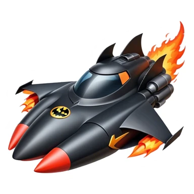 batmobile in rocket ship boom rocket at take-off in fire sticker