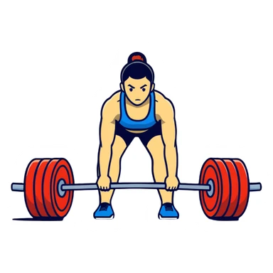 Fitness trainer showing correct posture for deadlift exercise sticker