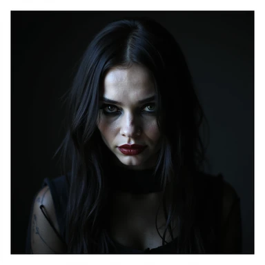 BLACKPINK inspired goth emoji, photorealistic style, black mesh, dramatic shadows, pale skin, gothic atmosphere sticker