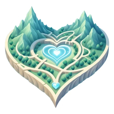 Dreamlike folded map with ethereal mist and shimmering heart pathways that glow with magical energy sticker