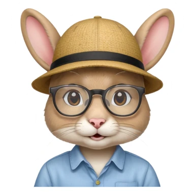 glasses rabbit with hat and shirt sticker