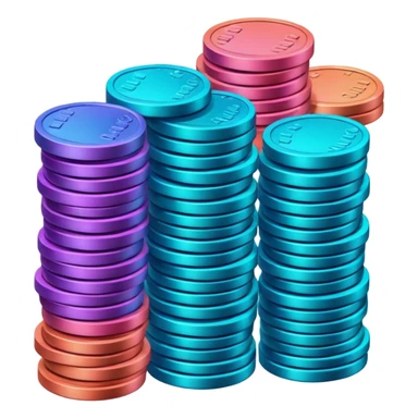 Many Coins pack stack
in gradient of turquoise, blue, pink, purple, and coral
 sticker