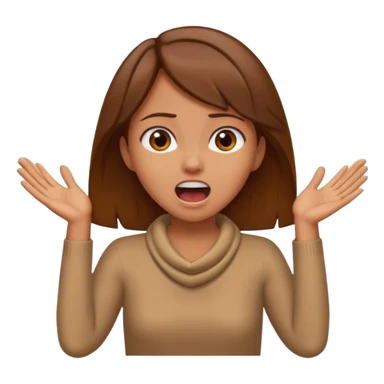 girl with tan skin and brown hair with hands crossed around her neck and a scream emotion on her face sticker