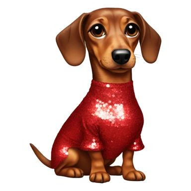 Dachshund wearing red sequin dress sticker