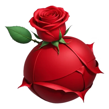 Deep red (#7A0F1E) no gradients, transparent background, high contrast, clean gothic aesthetic, designed to be readable at 128x129px a red rose wrapped around a bomb sticker