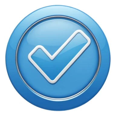 a small, round blue badge with a white check mark in the center, similar in style to the verification badge seen on social media sticker