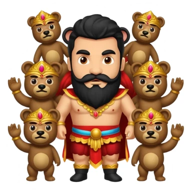 Ravana sura with bear and mustach young beautiful and terror with ten heads sticker