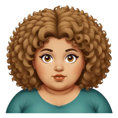 A Pakistani fat girl with big poofy curly hair that’s messy and in a choppy wolfcut  sticker