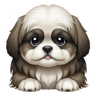 Faded black and white shitzu puppy where you can barely see his eyes his hair is so long sticker