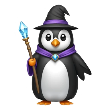 penguin wizard holding a wand sticker