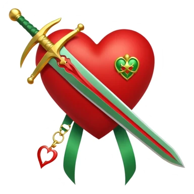a red heart pierced by a green sword, with the golden text 'MODS' on a white ribbon sticker