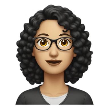 caucasian Woman with black curly hair and glasses sticker