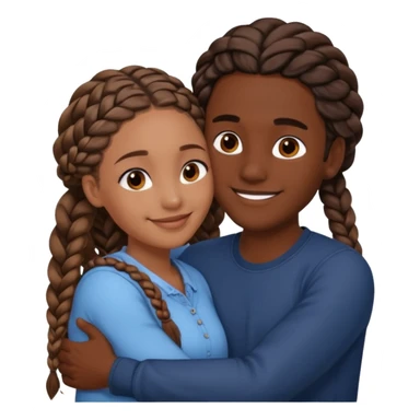 dark skin girlfriend with braids hugs brown skin boyfriend with long hair  sticker