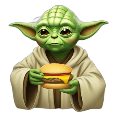 Yoda eating burgers sticker