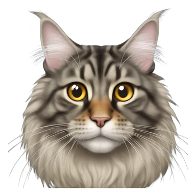 Maine Coon looks at his nose sticker