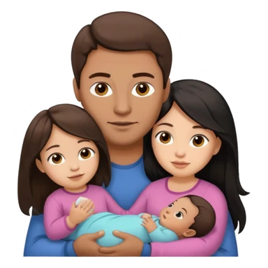 Mom and dad and baby girl brown dad light skinned mom and baby women with long black hair sticker