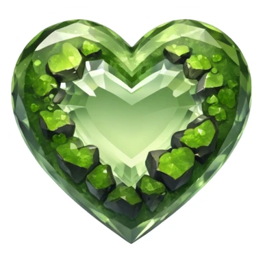 Slightly mossy heart shaped crystal rock sticker