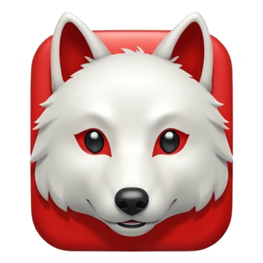 A bold white capital letter C with a small white wolf head icon above it, inside a red rounded square, emoji style, flat design, shiny light reflection, same style as 🅱️ emoji, transparent background. sticker