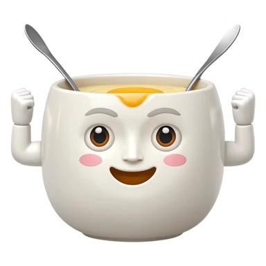 Breakfast bowl with a face on the bowl and arms and legs ready for gym sticker