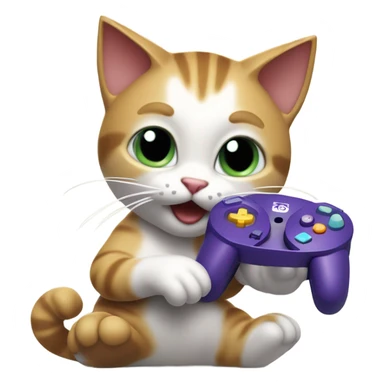 cat playing gamecube sticker