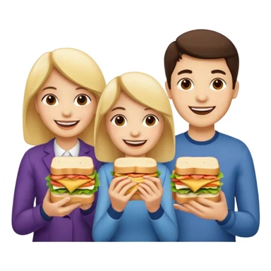 three people eating sandwich sticker