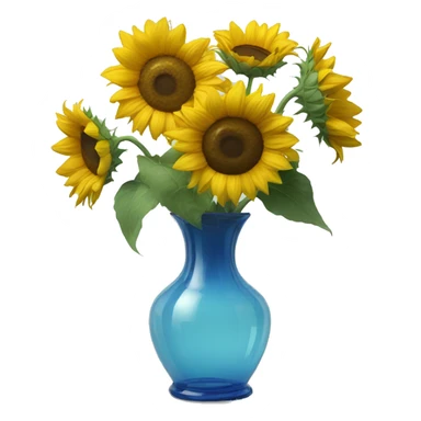 Sunflowers in a blue clear vase  sticker