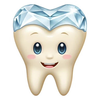 Tooth with diamond sticker