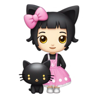 Kuromi with hello kitty sticker