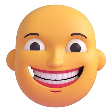 face with a wide grin and dead inside eyes, conveying a forced or hollow smile sticker