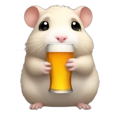 sad hamster holding a beer sticker