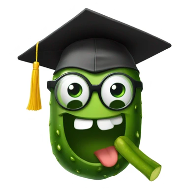 pickle happy face add glasses and graduation cap sticker